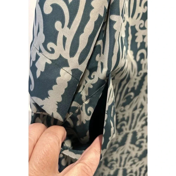 Fossil Womens Dress 3/4 Sleeve Geometric Ikat Boho Mini Teal Size Large Pockets - Picture 4 of 8